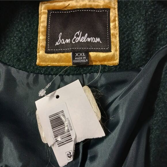 Sam Edelman Womens Wool Coat Plus XXL Green Winter Overcoat Button Front Grunge - Picture 5 of 9